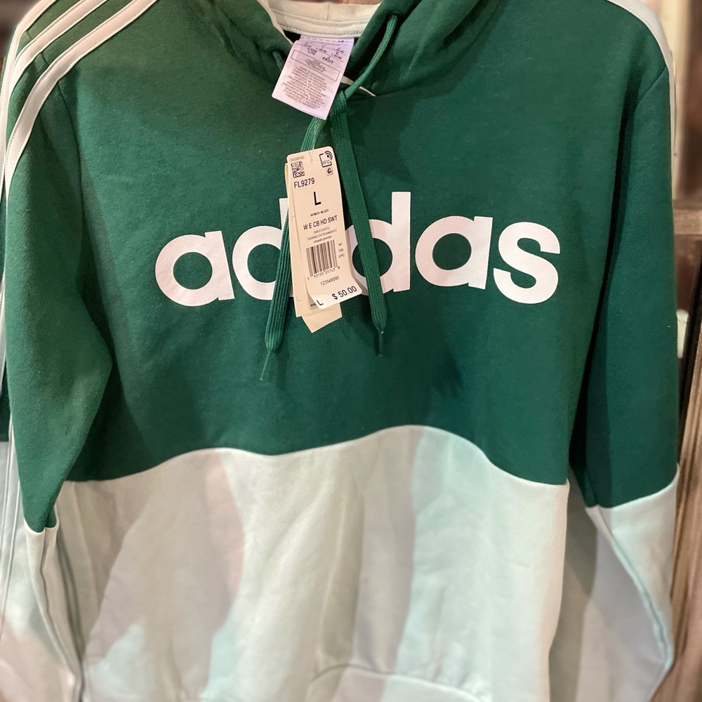 NWT~LADIES ADIDAS HOODIE PULLOVER~LARGE-RETAILS$50